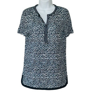 Tory Burch Linen Top Size XS‎ Blue Tribal Longline Tunic Beaded NWT